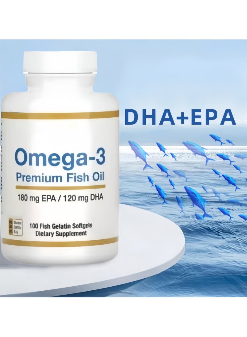 أوميغا 3 زيت سمك ممتاز – 100 كبسولة جيلاتين سمك، 180 ملغ EPA و 120 ملغ DHA | مكمل غذائي خالي من الجلوتين لدعم صحة القلب والدماغ والمفاصل - Image 4